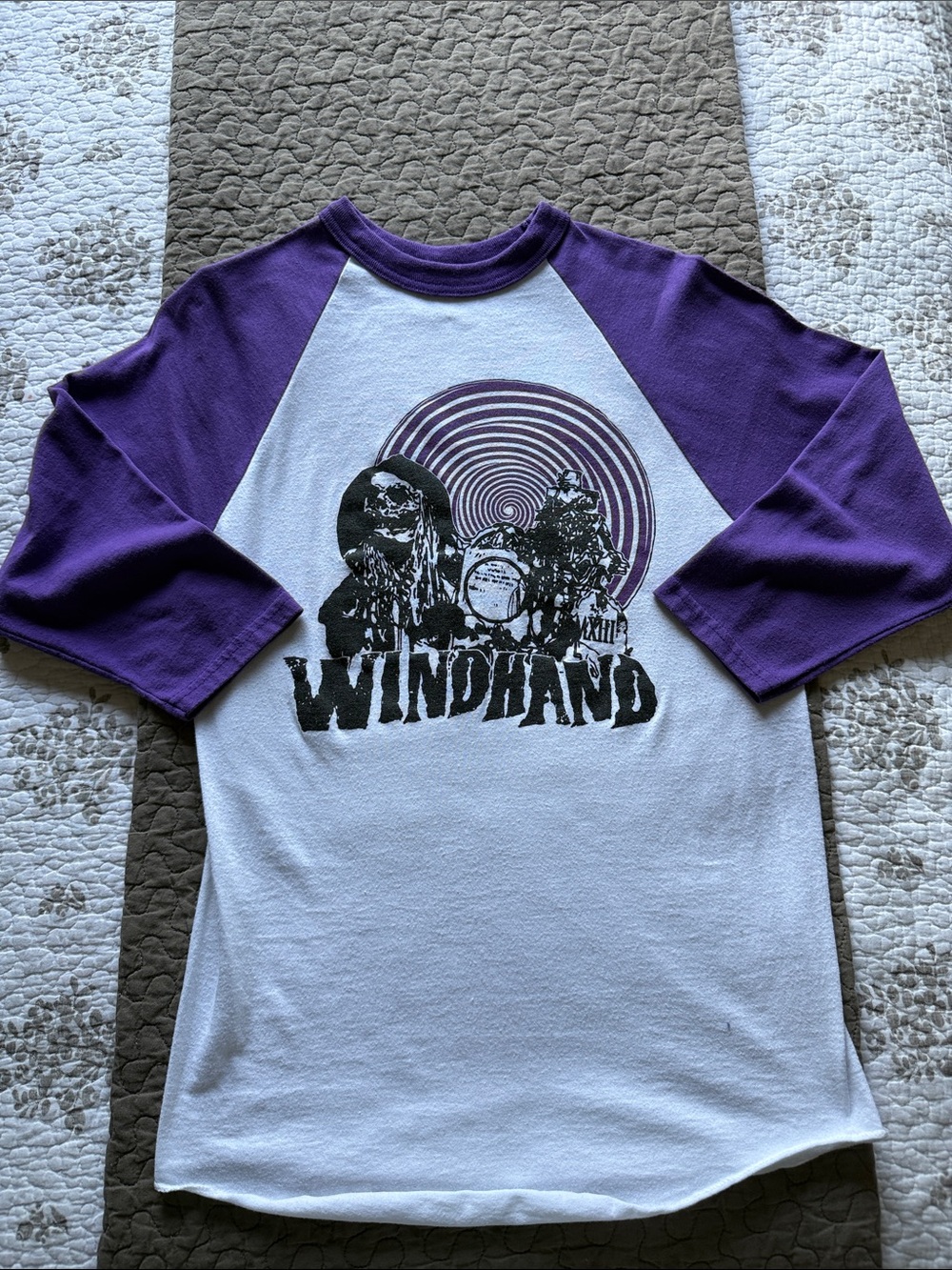 Augusta Sportswear Purple and White Raglan Windhand Graphic Tee